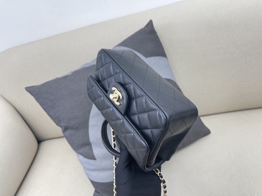 Small Classic Flap Lambskin Handbag Shoulder Bag AS2431 Black/Silver